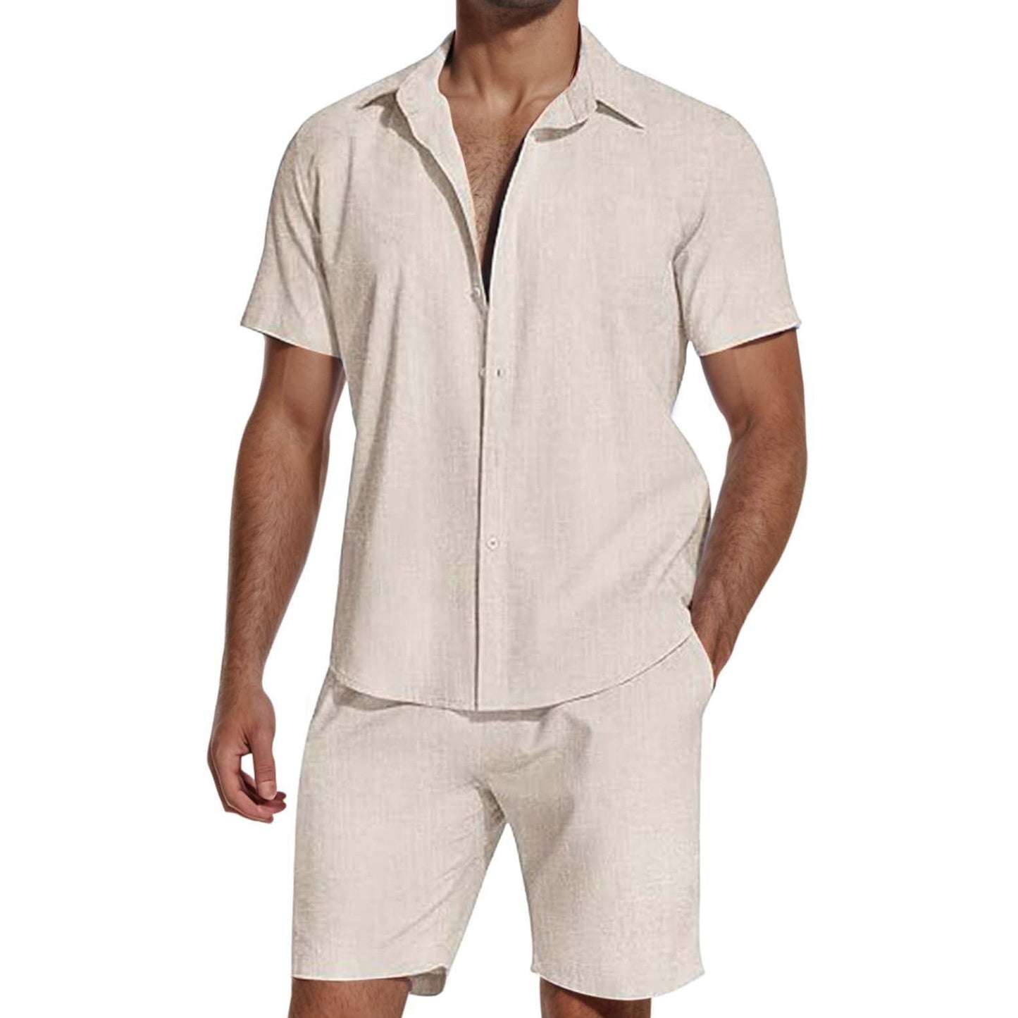 🎉 Sale 2026 — Über 51.000 verkauft! 👕 Herren 2-teiliges Lässiges Atmungsaktives Set – Campkragen & Shorts ☀️