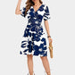 💃2026 Sommer Heißer Verkauf 49% RABATT🌈Damen Rüschenärmel Sexy Sommerkleid Blumen V-Ausschnitt Kurzes Wickelkleid mit Taschen