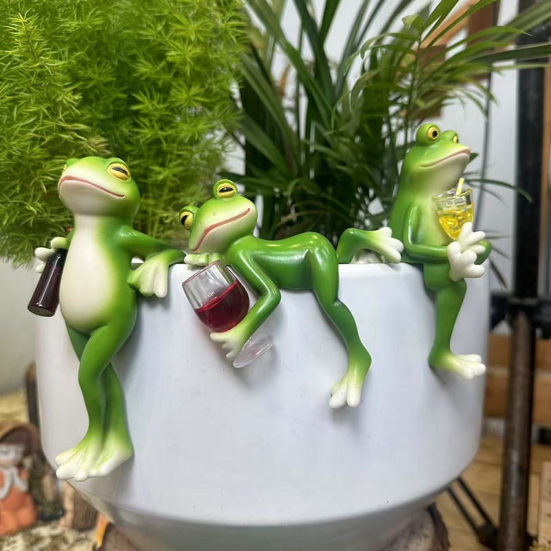 🐸 Hängende Frosch-Gartenfigur 🌿 Dekoration aus Kunstharz für Blumentöpfe, Aquarien & Garten