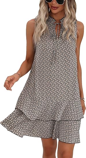 🎉Letzter Tag der Aktion:50% Rabatt💃Damenkleid mit Schleife und geometrischem Muster