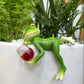 🐸 Hängende Frosch-Gartenfigur 🌿 Dekoration aus Kunstharz für Blumentöpfe, Aquarien & Garten
