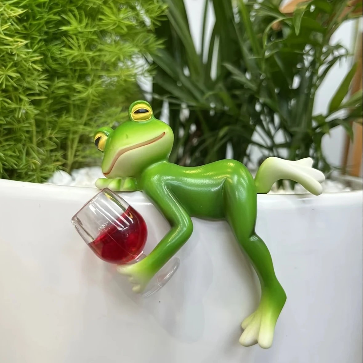 🐸 Hängende Frosch-Gartenfigur 🌿 Dekoration aus Kunstharz für Blumentöpfe, Aquarien & Garten