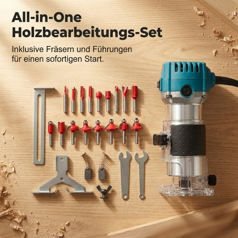 🛠️ Leistungsstarke 800W Holzbearbeitungsfräse 🎯 Komplettes Fräser- & Kantenfräserset