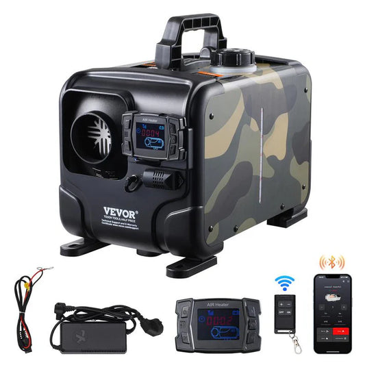8-kW-Dieselheizung, 12 V/24 V All-in-One-Diesel-Luftheizung, Bluetooth-APP-Steuerung, Fernbedienung und Display, CO-Alarm, schnelle Beheizung