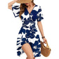 💃2026 Sommer Heißer Verkauf 49% RABATT🌈Damen Rüschenärmel Sexy Sommerkleid Blumen V-Ausschnitt Kurzes Wickelkleid mit Taschen