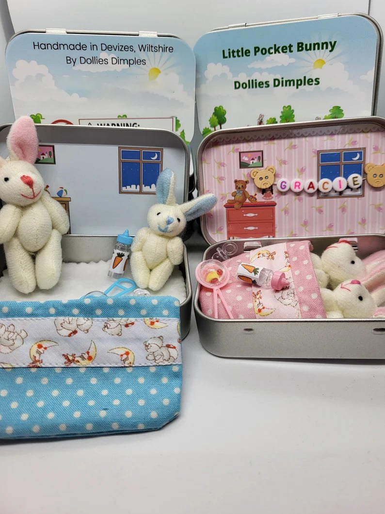 💎 50% RABATT! 💎 Süße Osterhasen-Mama mit Baby in Blechdose – Handgefertigt, Kuschelig & Perfekt als Geschenk 🐰🎁