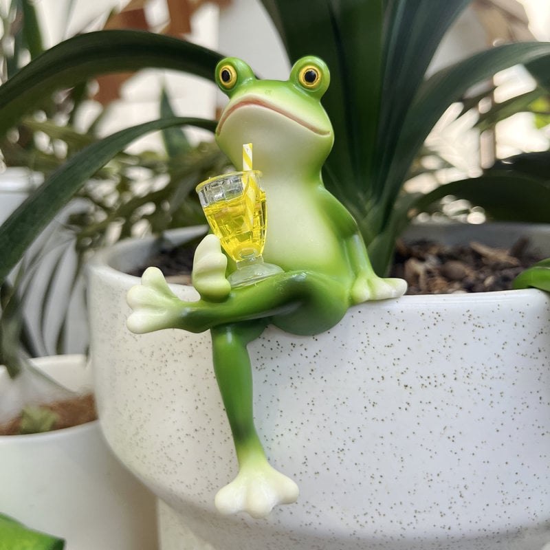 🐸 Hängende Frosch-Gartenfigur 🌿 Dekoration aus Kunstharz für Blumentöpfe, Aquarien & Garten