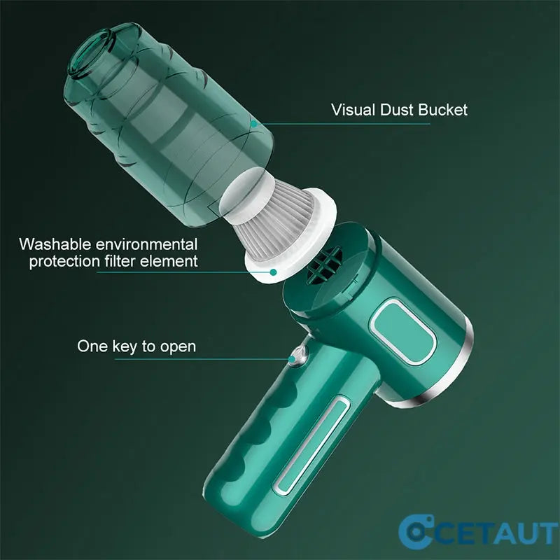 120W Super-Starker kabelloser Auto-Staubsauger - wiederaufladbarer Handstaubsauger mit Zyklon-Saugkraft - mühelose, ultra-portable Autoreinigungslösung für unterwegs