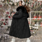 Women's Long Plush-Collar Quilted Puffer Coat