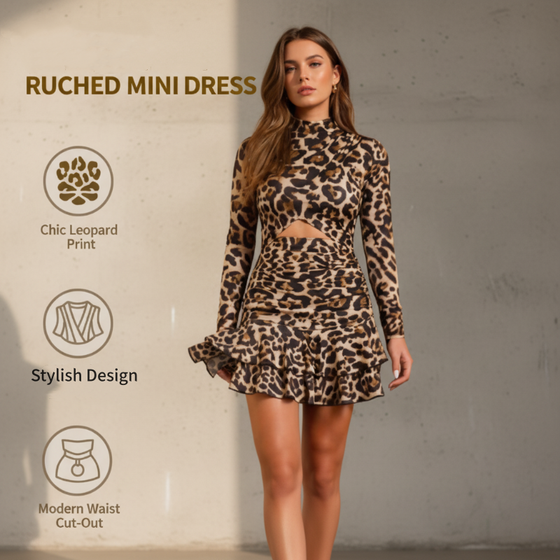 🔥53 % RABATT💖(Neuzugangsangebot)! Damen-Rock mit Leopardenmuster und Rüschen – sanft und wild