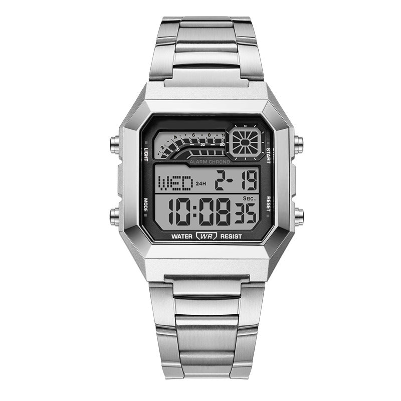 Quadratische Unisex-Digitaluhr mit leuchtendem Display