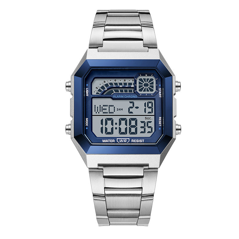 Quadratische Unisex-Digitaluhr mit leuchtendem Display