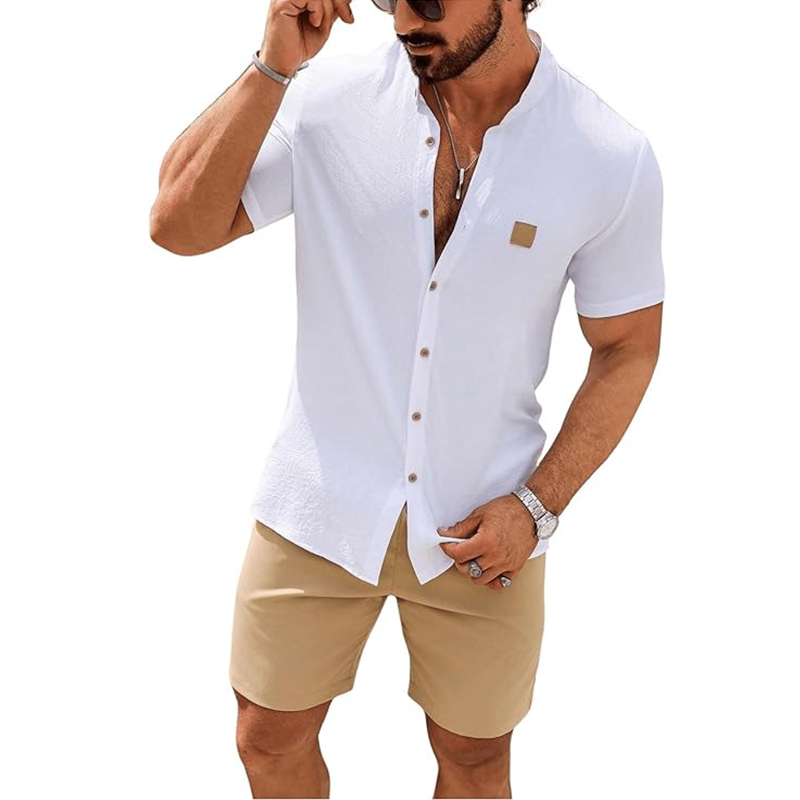 👔 LIMITIERTES ANGEBOT: 50% RABATT! ☀️ Stehkragen-Kurzarmhemd für Herren – Atmungsaktiv, Lockere Passform & Vielseitig ✨