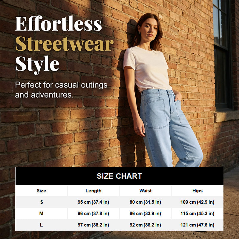🎉 BEGRENZTE ZEIT 50% RABATT! 💖 Lässige Barrel-Leg-Jeans mit Aufsetztaschen – Streetwear trifft Komfort, 63.000+ verkauft! 👖