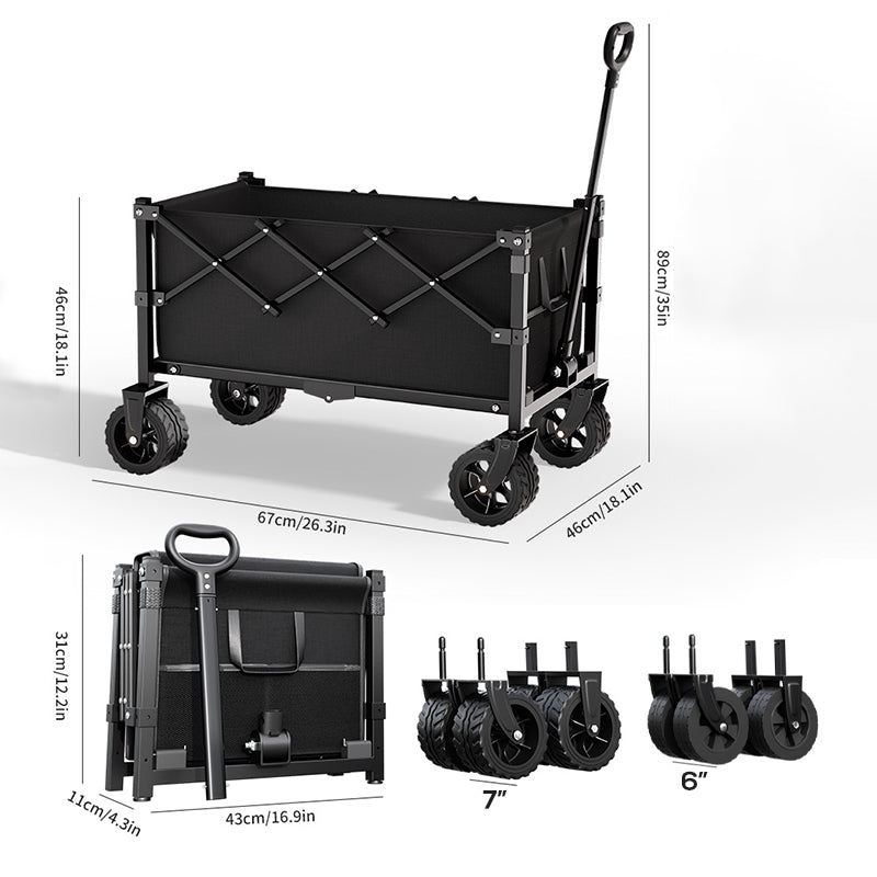 📢 40% RABATT! ⏰ Faltbarer Transportwagen mit Rädern – Robuster Stahlrahmen, 80 kg Traglast, für Strand, Camping & Garten