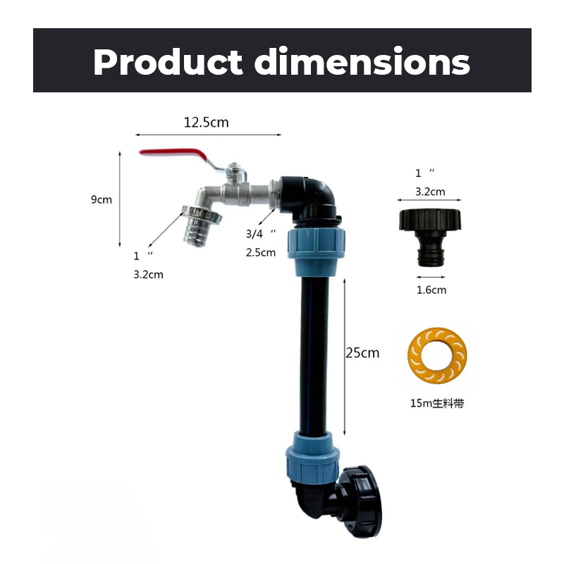 🚰Adapter-Set für IBC-Tanks – Erhöhung, Zapfhahn aus Zinklegierung (3/4“), PE-Schlauch & Winkelstücke – ideal für Garten & Haushalt💧🏡