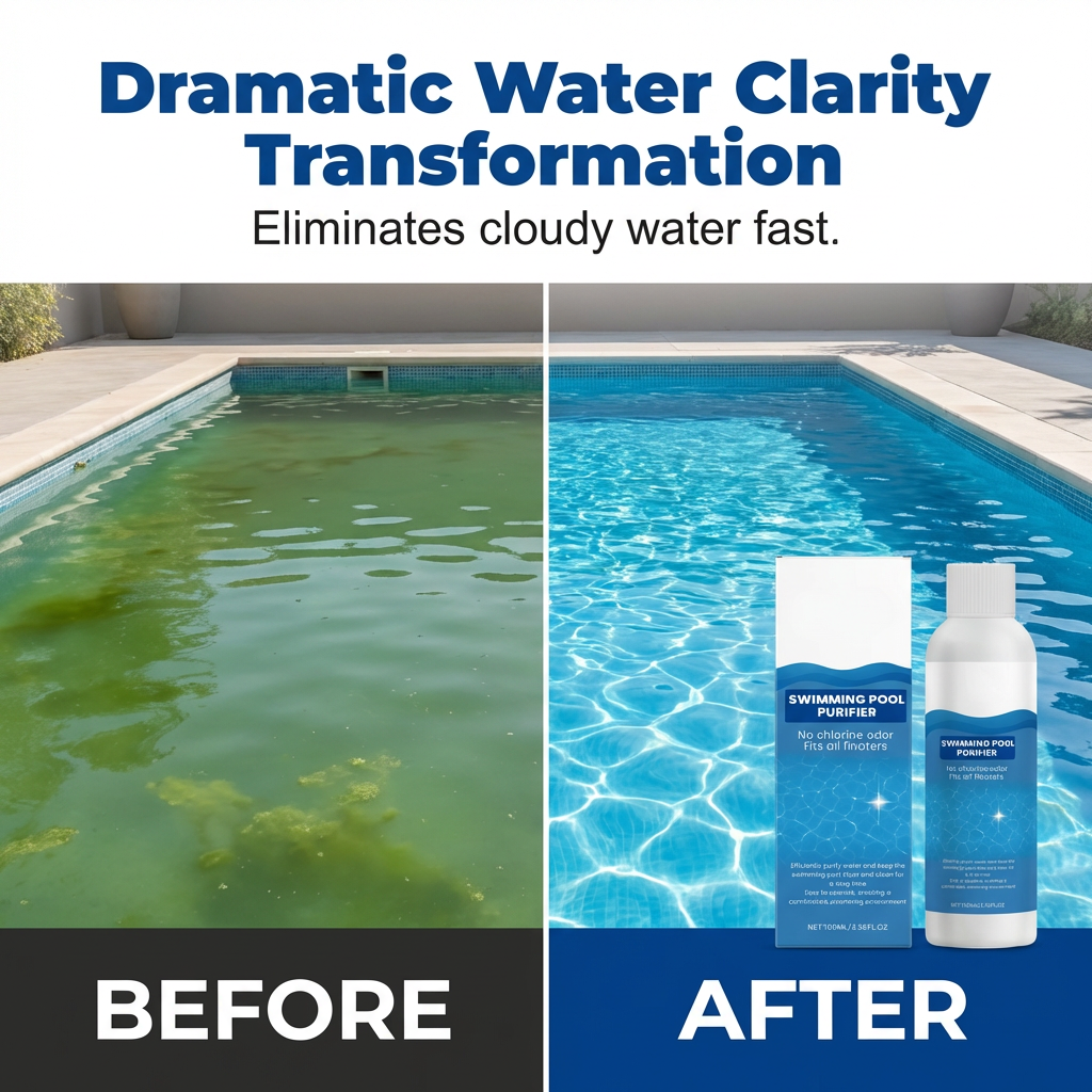 💧 Klärmittel für Schwimmbäder – kristallklares Wasser ganz ohne Aufwand! ✨ Schluss mit grünem Wasser und aggressiven Chemikalien – genießen Sie jederzeit ein gesundes, natürliches Badevergnügen. 🏊‍♂️💙