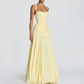 🌞 50 % RABATT AKTUELL GÜLTIG! ✨ Gelbes drapiertes Abend-Maxikleid – Schmeichelnde Taillierung, weich fallendes Material und edler Look für Partys & Urlaub 🌟