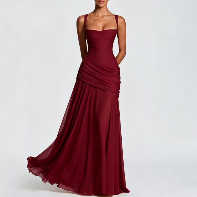 🌞 50 % RABATT AKTUELL GÜLTIG! ✨ Gelbes drapiertes Abend-Maxikleid – Schmeichelnde Taillierung, weich fallendes Material und edler Look für Partys & Urlaub 🌟