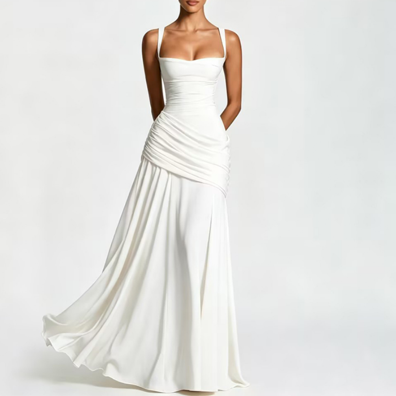 🌞 50 % RABATT AKTUELL GÜLTIG! ✨ Gelbes drapiertes Abend-Maxikleid – Schmeichelnde Taillierung, weich fallendes Material und edler Look für Partys & Urlaub 🌟