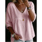 🎉 50% RABATT! 👚 Virales Spitzenbesatz-V-Ausschnitt-Top – Romantische Eleganz, Empire-Stil ✨