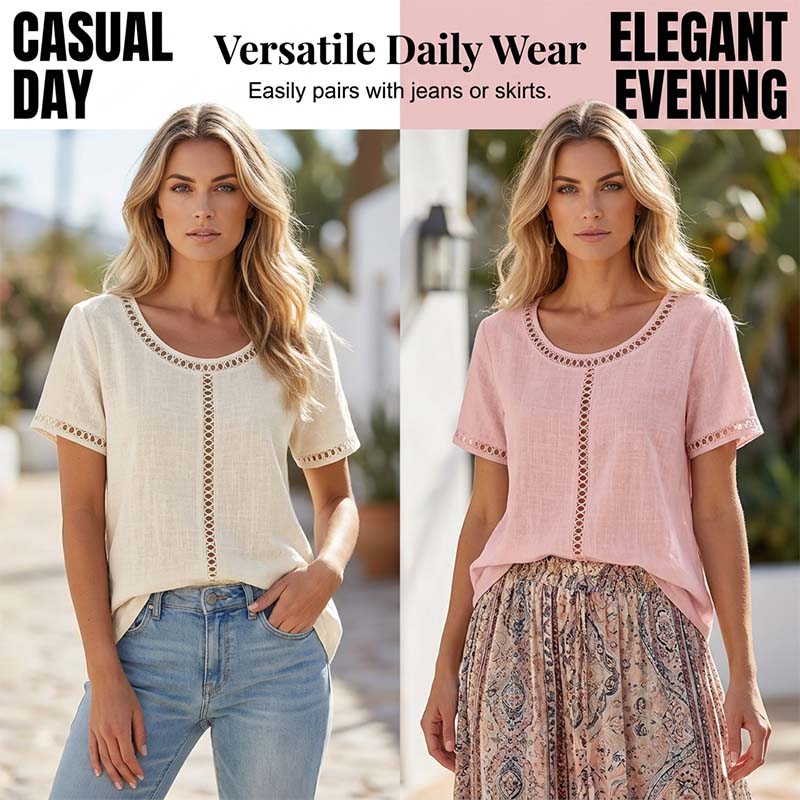 👚50% RABATT JETZT HALBER PREIS🌼🔥 Lässiges Boho-Ausschnitt-Oberteil für Damen ☁️