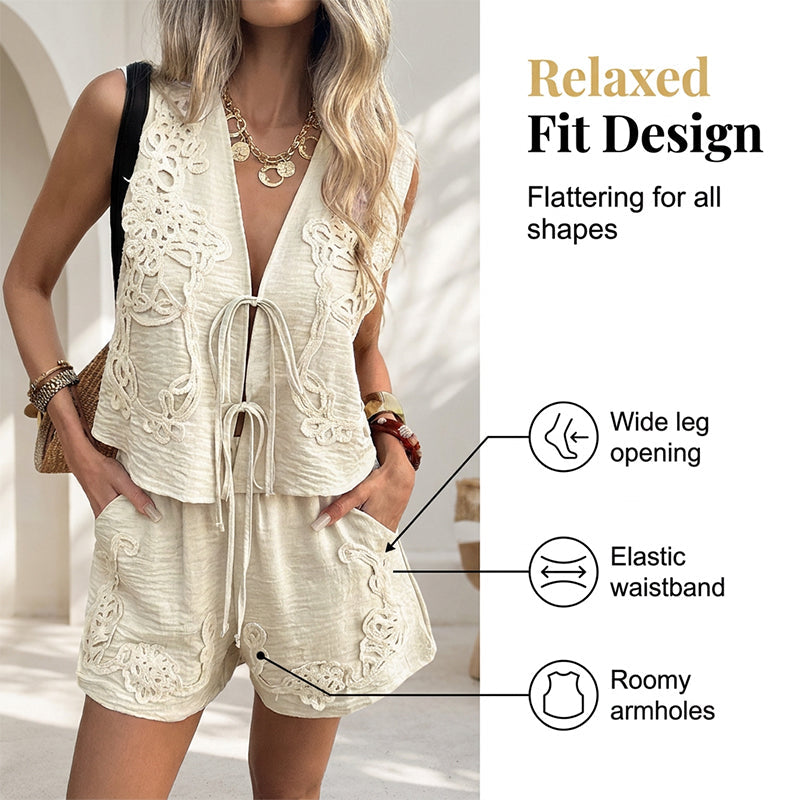 👕🌴 50% RABATT! Damen Sommer-Set mit Knotenoberteil & Shorts – Lässig, atmungsaktiv & perfekt für Strand, Urlaub & heiße Tage ☀️✨