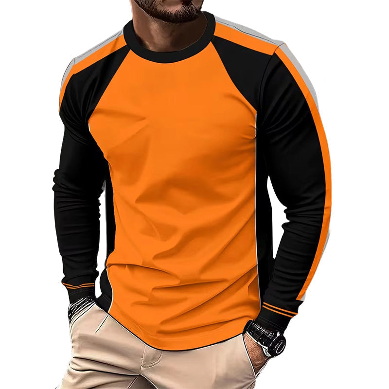 👕 ZEITLICH BEGRENZT 50% RABATT! ✨ Modisches Langarm-T-Shirt mit Rundausschnitt & kontrastierendem Colorblock – Casual Freizeit Top🍂