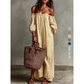 Damen Schulterfreies Maxi-Kleid mit Laternenärmeln
