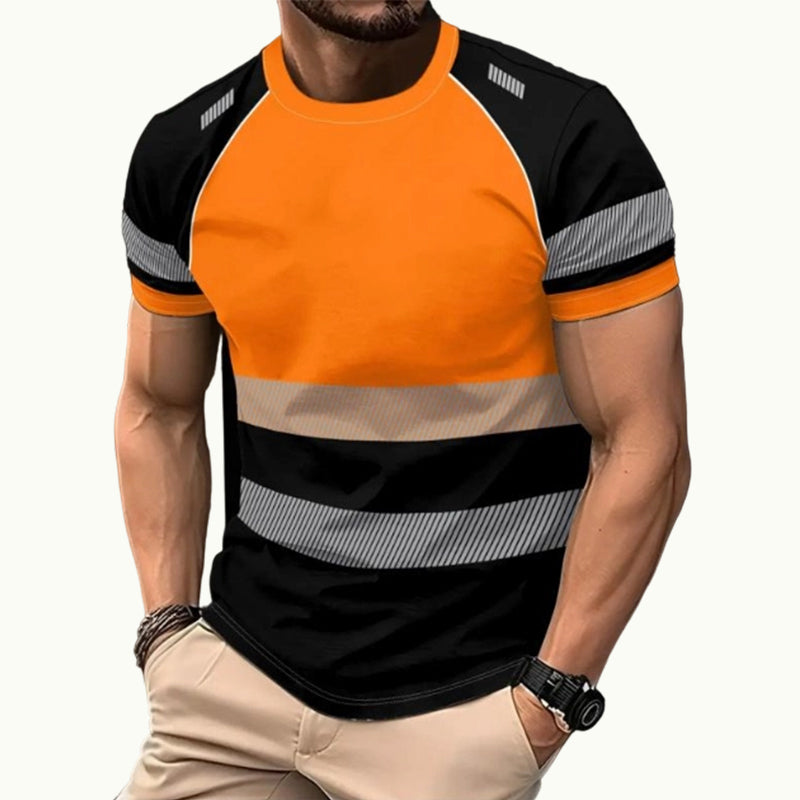 Herren Neonfarben Colorblock Sportshirt Outdoor Sicherheits-Tee