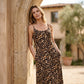 💃 Damen Maxikleid mit Leopardenmuster 🌿 Spaghettiträger, Bequeme Passform & Perfekt für Sommer und Urlaub