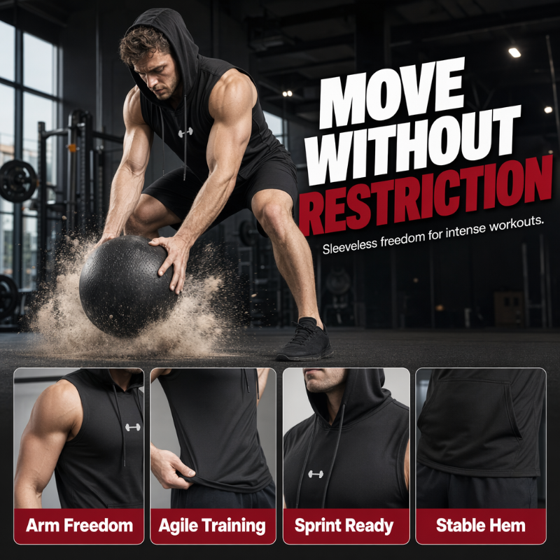 🎉 BEGRENZTE ZEIT 50% RABATT! 💪 Herren Sportliches Ärmelloses Kapuzenshirt – Maximale Bewegungsfreiheit & Leichter Atmungsaktiver Stoff 🏋️