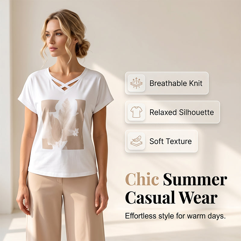 ⚡ 50 % Rabatt sichern – lässiges 2-teiliges Set mit V-Ausschnitt-Shirt & Cropped-Hose – bequem, atmungsaktiv & vielseitig ✨