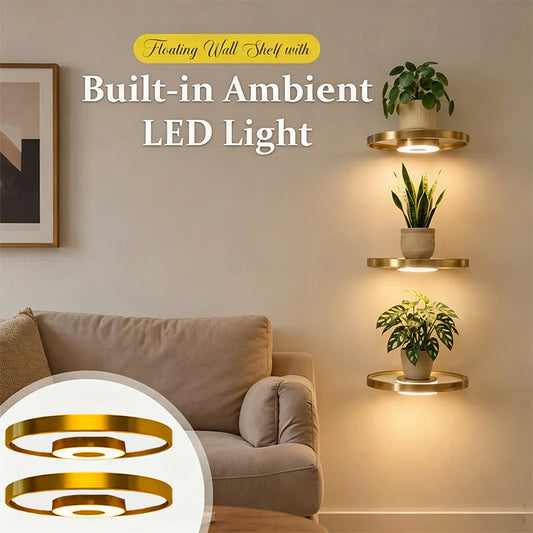 Schwebendes Wandregal mit integriertem Ambiente-LED-Licht