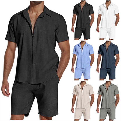 🎉 Sale 2026 — Über 51.000 verkauft! 👕 Herren 2-teiliges Lässiges Atmungsaktives Set – Campkragen & Shorts ☀️