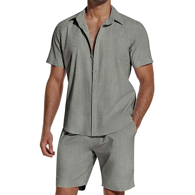 🎉 Sale 2026 — Über 51.000 verkauft! 👕 Herren 2-teiliges Lässiges Atmungsaktives Set – Campkragen & Shorts ☀️