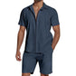 🎉 Sale 2026 — Über 51.000 verkauft! 👕 Herren 2-teiliges Lässiges Atmungsaktives Set – Campkragen & Shorts ☀️