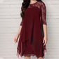 💕Elegantes Damenkleid mit asymmetrischem Saum und Spitzenbesatz