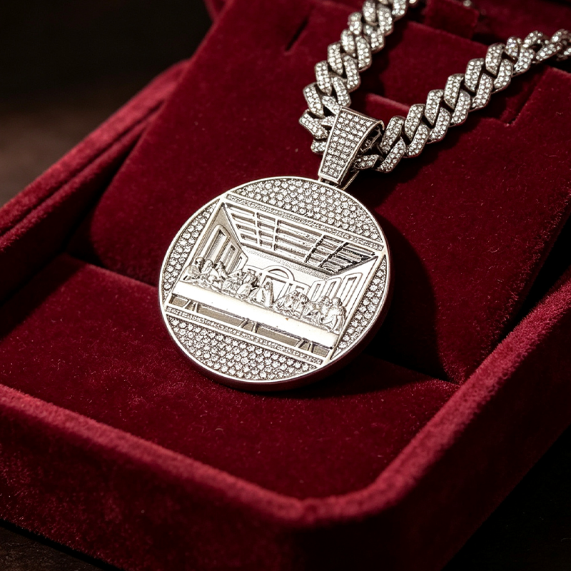 💎 Kubanische Gliederkette – Metall – Übergroßer Statement-Anhänger für Herren