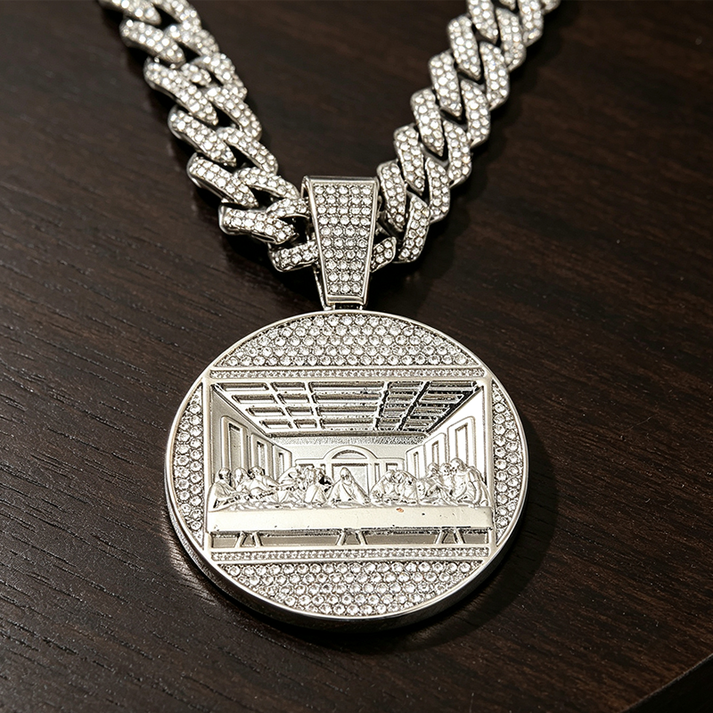 💎 Kubanische Gliederkette – Metall – Übergroßer Statement-Anhänger für Herren