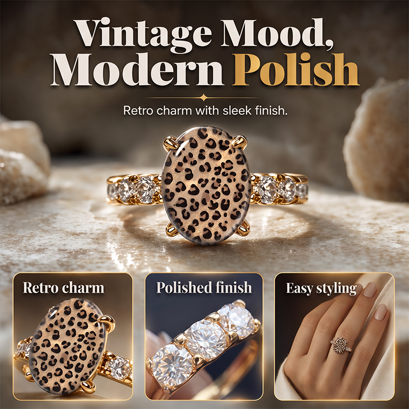 🐆 50% RABATT! 💍 Vintage Leopardenmuster Ovaler Ring – Einzigartiges Design, elegant & robust – Perfekt für jeden Tag & besondere Anlässe ✨